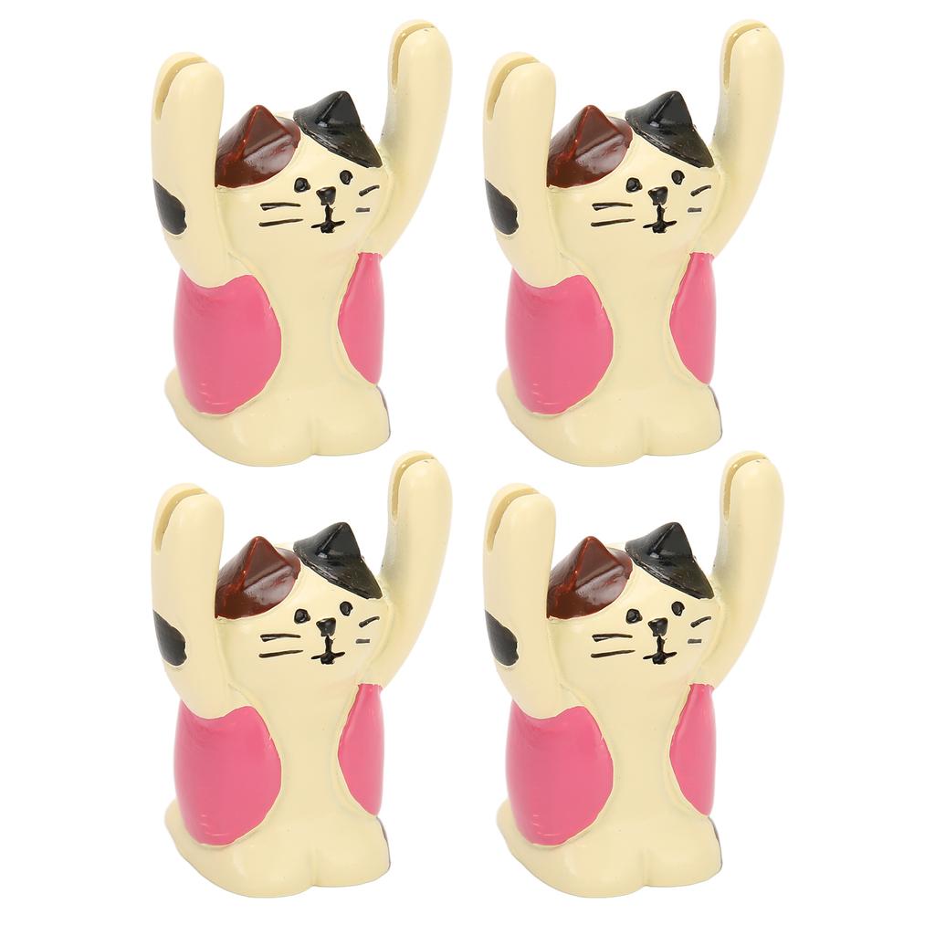 4Pcs Cartoon Photo Clip Cute Cat Style Durable Resin Stable Eye Catching Animal Note Holder for Wedding Party Office