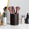 Pen Container Large Capacity Wear Resistant Smooth Edge Simple Style Compact Size Save Space Faux Leather Round Pen Holder Desktop Stationery Storage