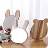 Stand Folding Desktop Makeup Mirror DIY Handmade Cartoon Shaped Mirror Cat Ear Compact Mirror Cute Portable Wooden Table Mirror