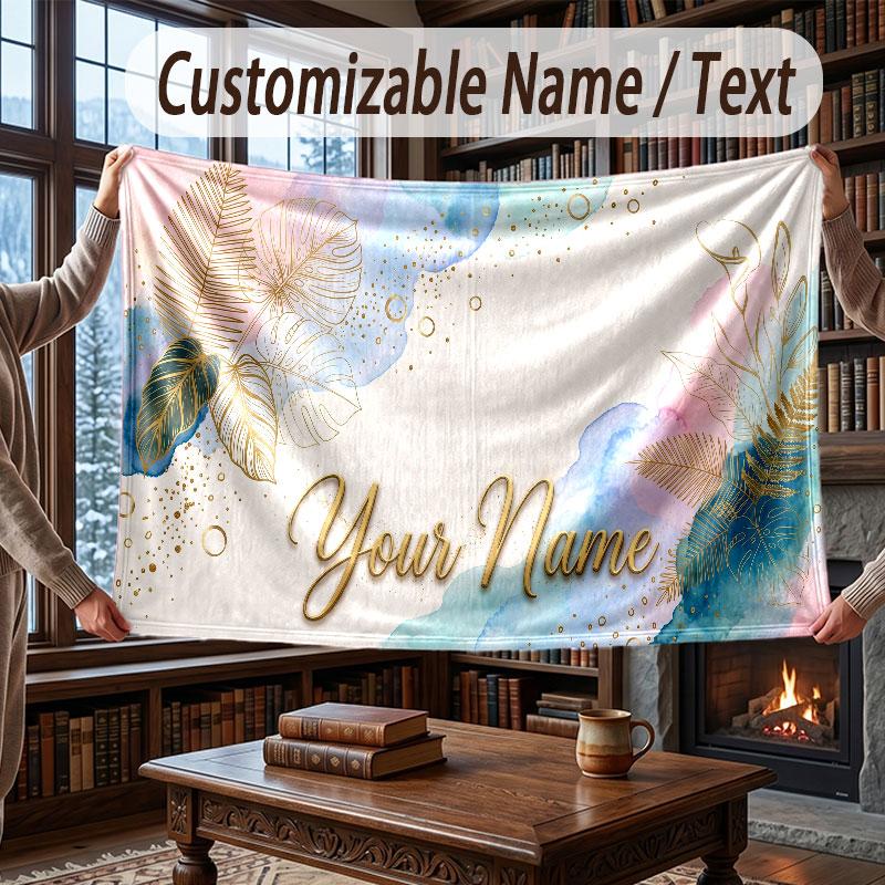 Decorative Artwork Theme Throw Blanket Custom Name Text Personalized Blanket Soft Cozy Blanket for Home Sofa Bed