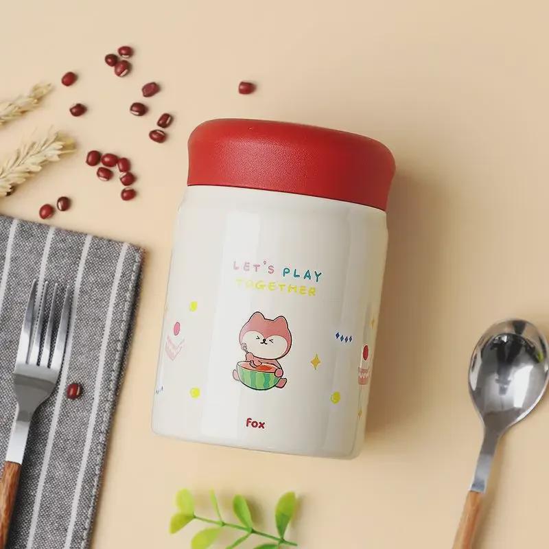 Small Cartoon Stew Cup: Portable, Cute Stainless Steel Insulated Mug for Girls & Students - Perfect for Porridge