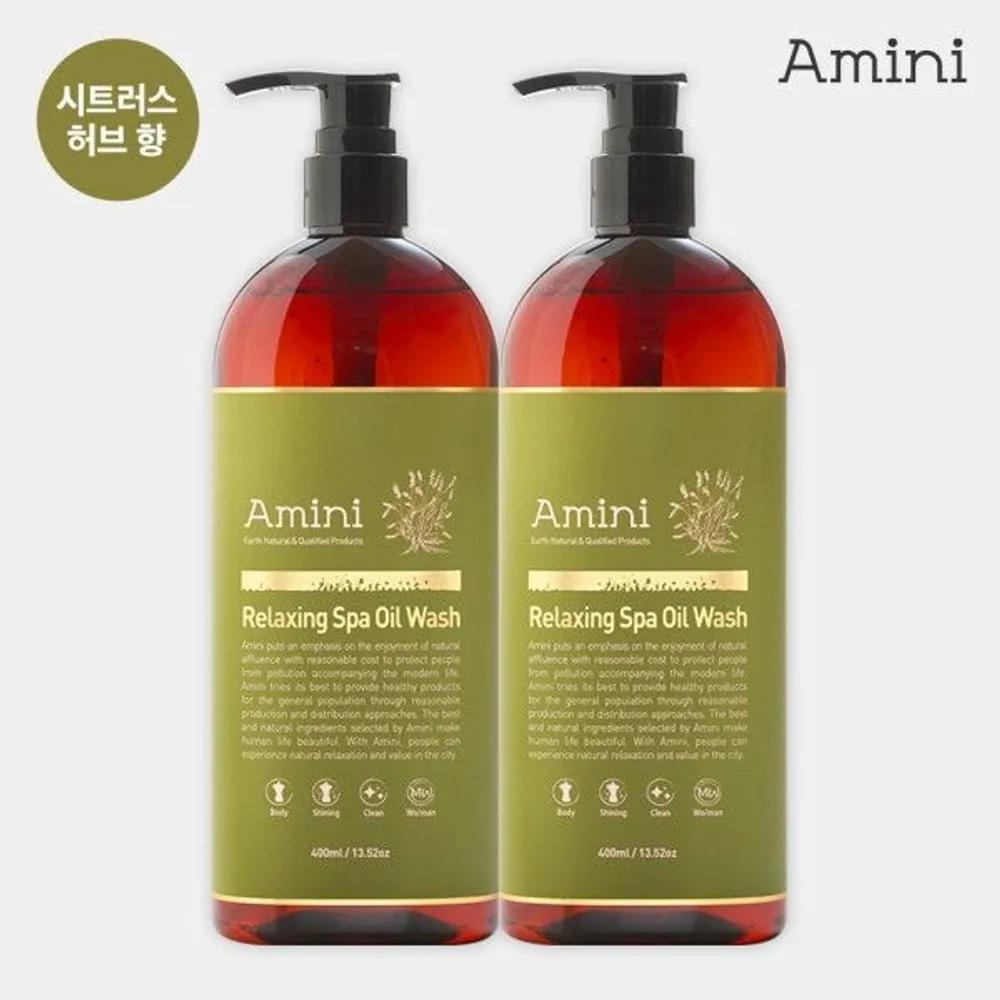 [Amini] Relaxing Spa Oil Body Wash Citrus Herb Scent 400ml 2 Pieces