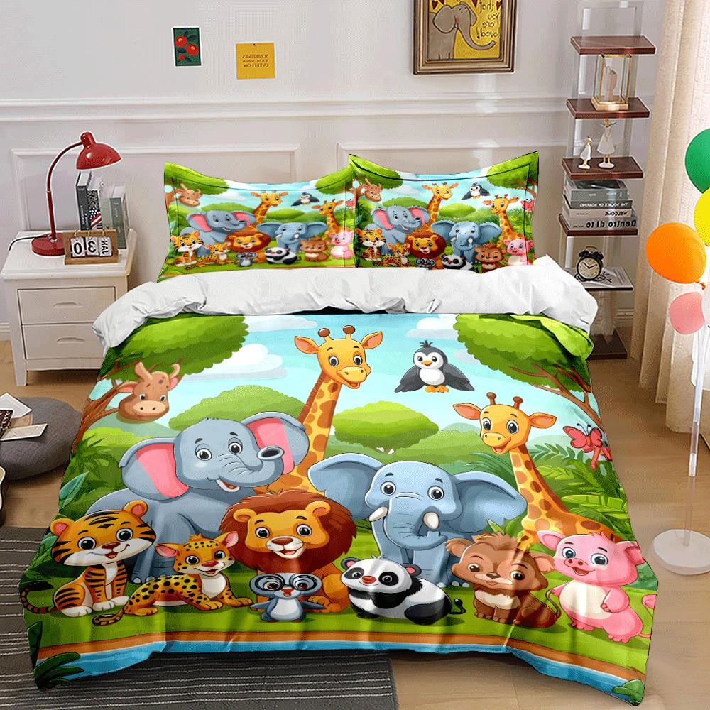 Jungle Animals Three-Piece Set For Kids Exquisite Three-Piece Bedding Set Gift For Kids And Adults