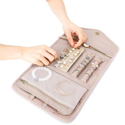 Foldable Jewelry Case Roll Travel Jewelry Organizer Portable For Journey Earrings Rings Necklaces Brooches Storage Bag