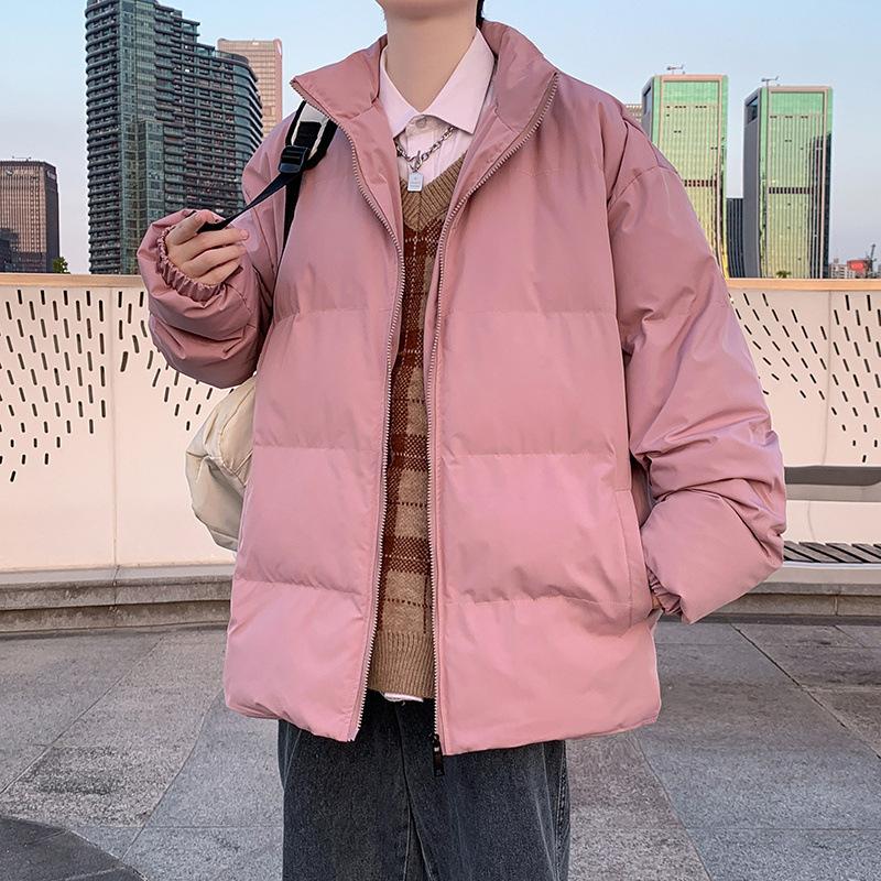 

Японская хлопковая одежда с подкладкой мужская однотонная теплая одежда-«хлеб» свободного большого размера короткая куртка с воротником-стойкой хлопковая куртка зимняя одежда 5XL розовый