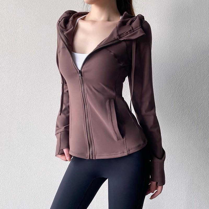 

Женский кардиган с капюшоном на молнии приталенного кроя: Йога, Фитнес, Бег, Дышащая куртка M