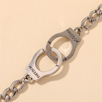 Freedom Women Lettering Hip Hop Bracelet Handcuffs Adjustable Wrist