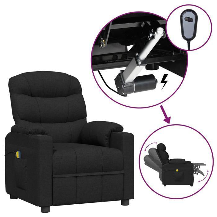 VidaXL Fauteuil électrique de massage Noir Tissu 3143505