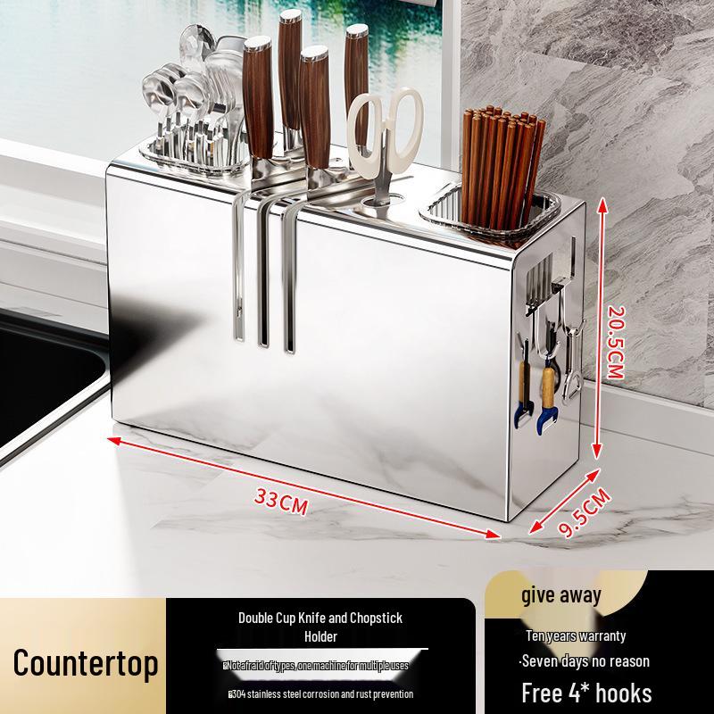 Multifunctional Kitchen Knife & Utensil Holder - Countertop & Wall-Mountable Storage Rack