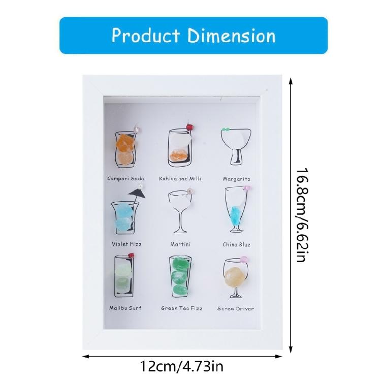 Colorful Seaside Coastal Cocktails Theme Wall Art Framed With Sea Glass For Dining Room Or Bar Decoration Birthday Gift