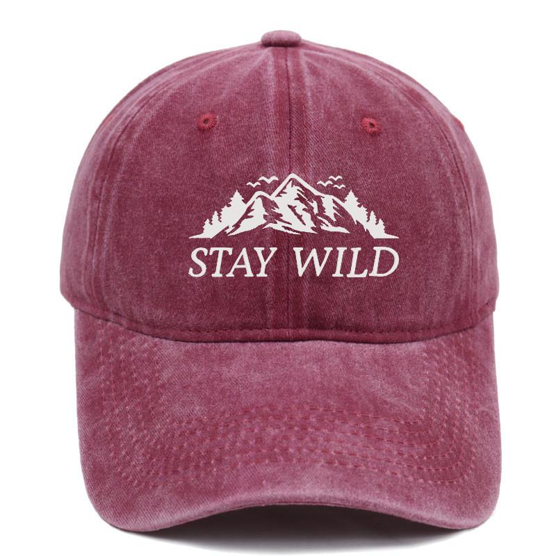 Stay Wild Mountain Embroidered Baseball Cap With Soft Top For Outdoor Sunshade