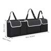 Collapsible Car Back Seat Trunk Organizer 600D Oxford, 4 Large Pockets Waterproof Rear Seat Storage Bag with Adjustable Straps for SUV Truck Van