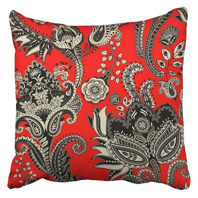 SALE Red Block Print Indian Cotton Cushion Cover Flower Floral Design 45 x 45 cm