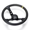 6 Civata 350mm Evrensel Derin Çanak Araba Yarışı Drifting Direksiyon Simidi PU Deri Direksiyon Simidi Derin Mısır Çanağı Spor Drifting siyah +sarı
