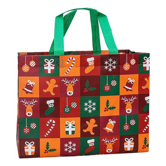 

Рождественские подарочные пакеты Большой многоразовый пакет-тоут с ручками Нетканый рождественский пакет для покупок для праздничных рождественских принадлежностей для вечеринок 10