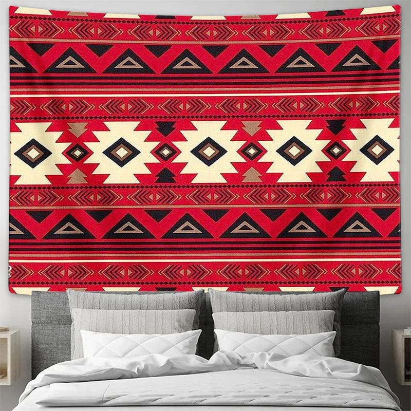Red EthnicInspired Geometric Tapestry Stylish Wall Hanging for Bedroom Decoration