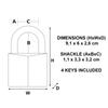 Master Lock Brasse Padlock with Hexagonal Shackle, 60x91x26 mm