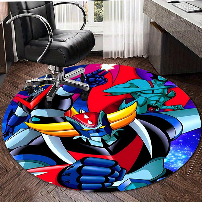1pc UFO Robot Grendizer7 Print Round Carpet Chair Round Carpet Suitable for Bedroom Living Room Home Decorative Carpet