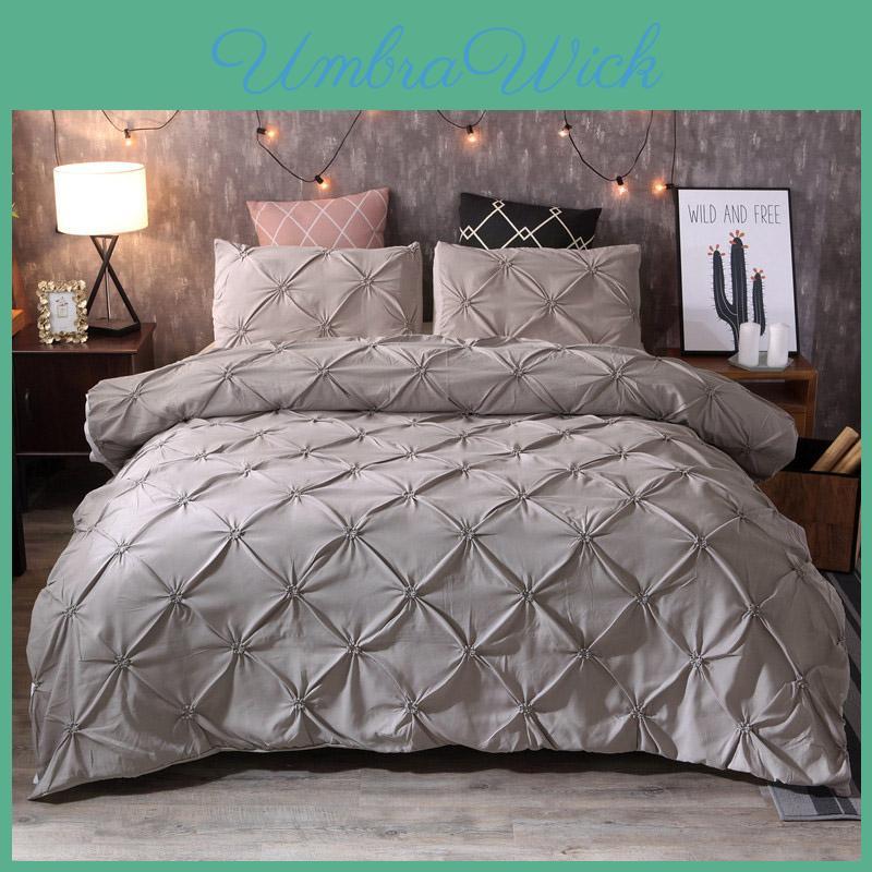 Beautifully Crafted 3 Piece Pinch Pleat Pintuck Duvet Cover Pillow Sham Set