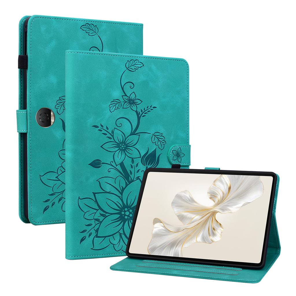 For Honor Pad 9 (Versions: Wi-Fi; 5G/Wi-Fi Also known as Honor Tablet 9). PU Leather Exquisite Floral Embossed Design Tablet Case
