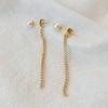 EManco Imitation Pearl Pendant Earrings Stainless Steel Cuban Chain Tassel Women's Engagement Office/Career Minimalist Jewelry