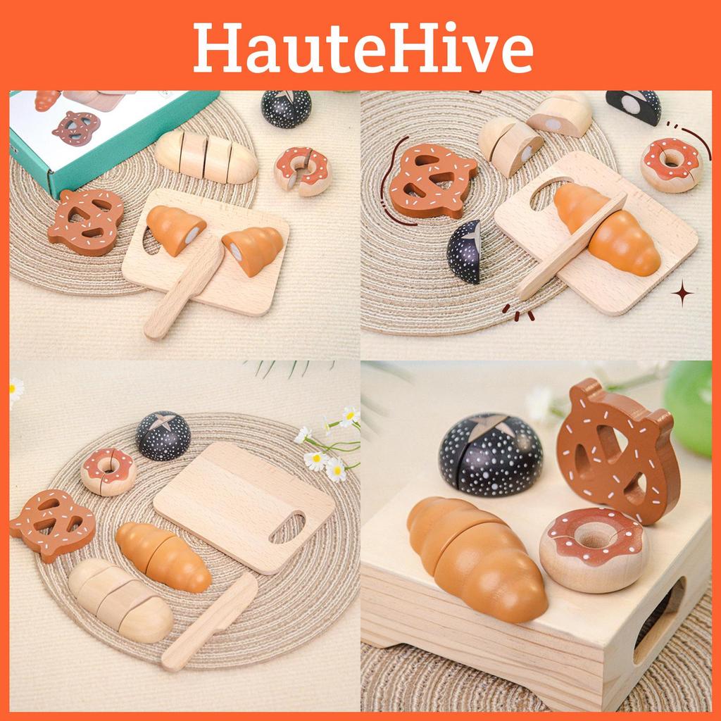 Wooden Kitchen Kids Role Play Toy With Cutting Food For Parentchild Interaction