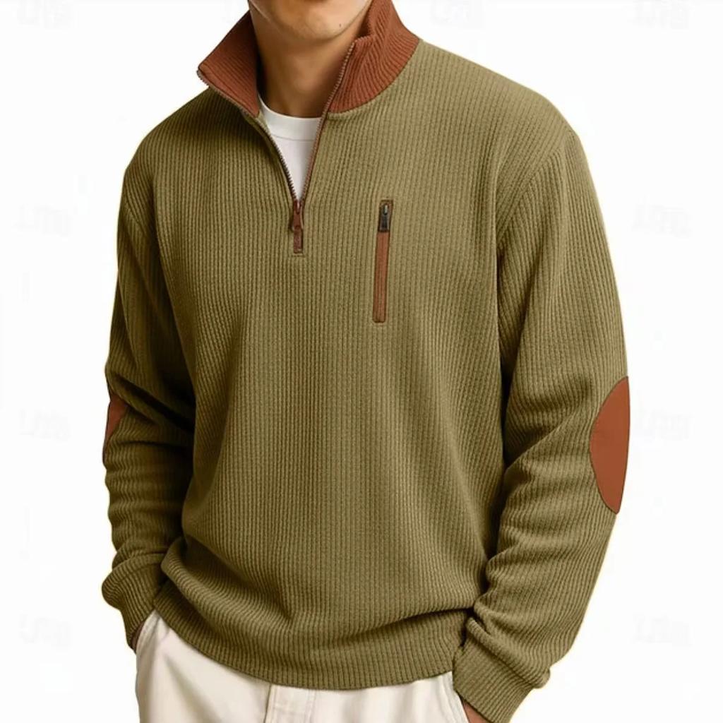 Autumn Winter Men's Corduroy Sweatshirts Outdoor Casual Stand Collar Loose Sports Hoodies Fashion Zipper Patchwork Sweatshirt