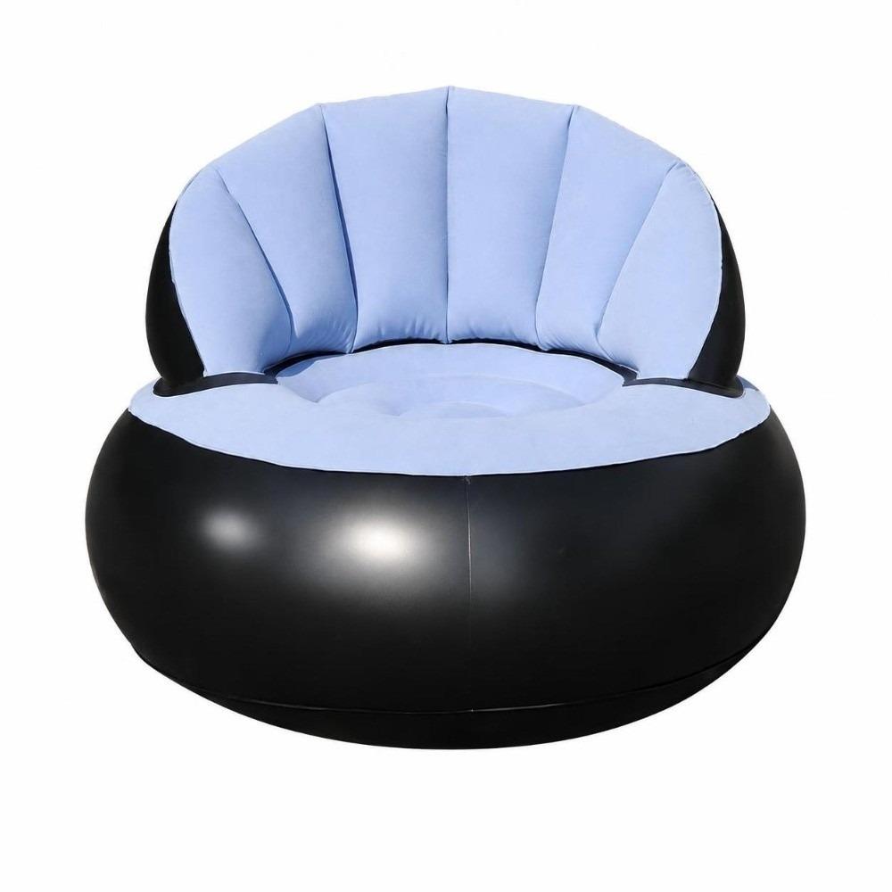 Thickened PVC Foldable Air Couch Flocked Velvet Inflatable Lounge Chair Camping Chair