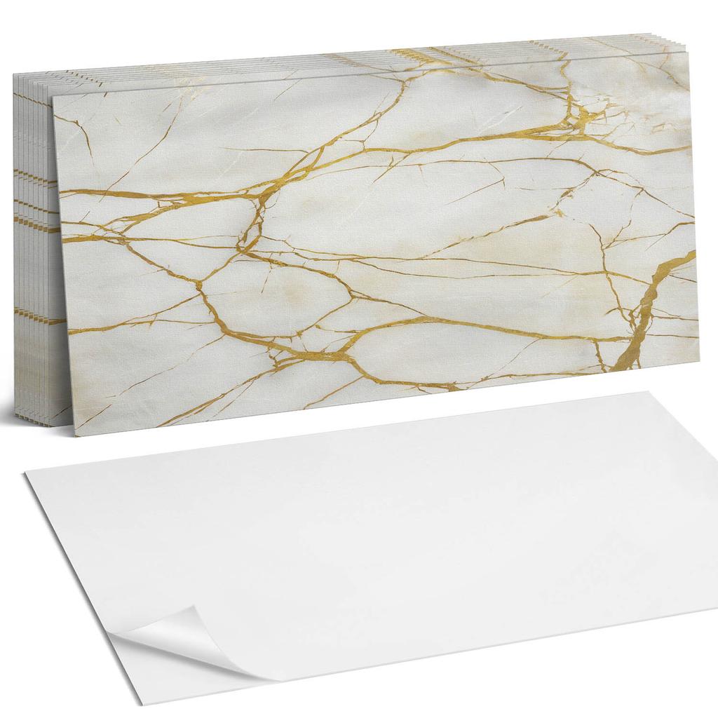 Samoprzylepne Kafelki Winylowe Z Nadrukiem Do Łazienki Elegancki Marmur Z Żyłkami 10X40X20 Cm