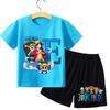 One Piece Boy T-shirt Set Cartoon Tees Anime Letter Print Children Short Sleeves Shorts 2pcs Summer