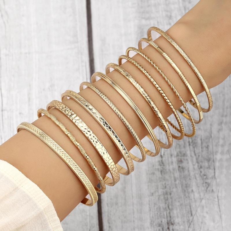 Jewelry, Rhombus Twist Glossy Bracelet Set, Irregular Punk Bracelet Set