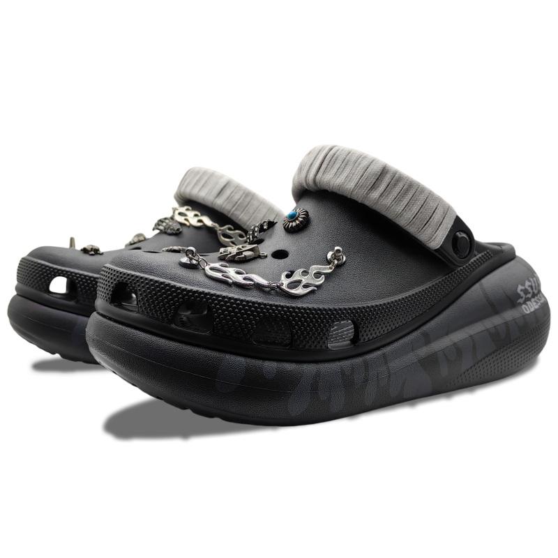 Crocs Classic Crush Soul Flame Flame Trendy Fashion Clogs Unisex Black