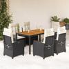 VidaXL Garden Dining Set with Cushions 7 Pcs, Table and Chairs with Adjustable Backrest, Outdoor Furniture, 3212658