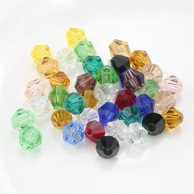Top Quality 6mm Fashion Bicone Beads Crystal Jewelry Beads Charms Glass Beads Loose Spacer Beads for DIY Jewelry Making 50pcs