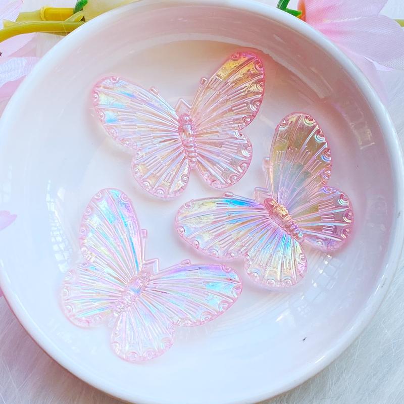 10Pcs New Cute Small AB Plated Butterfly Flat Back Resin Cabochons Scrapbooking DIY Jewelry Craft Decoration Accessorie