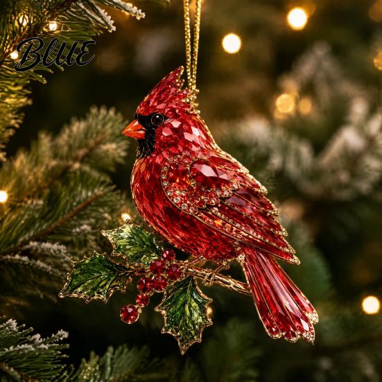 Durable Festive Decor Hanging Thoughtful Ornament Acrylic Animal Christmas Faux Crystal Flat Print Gift