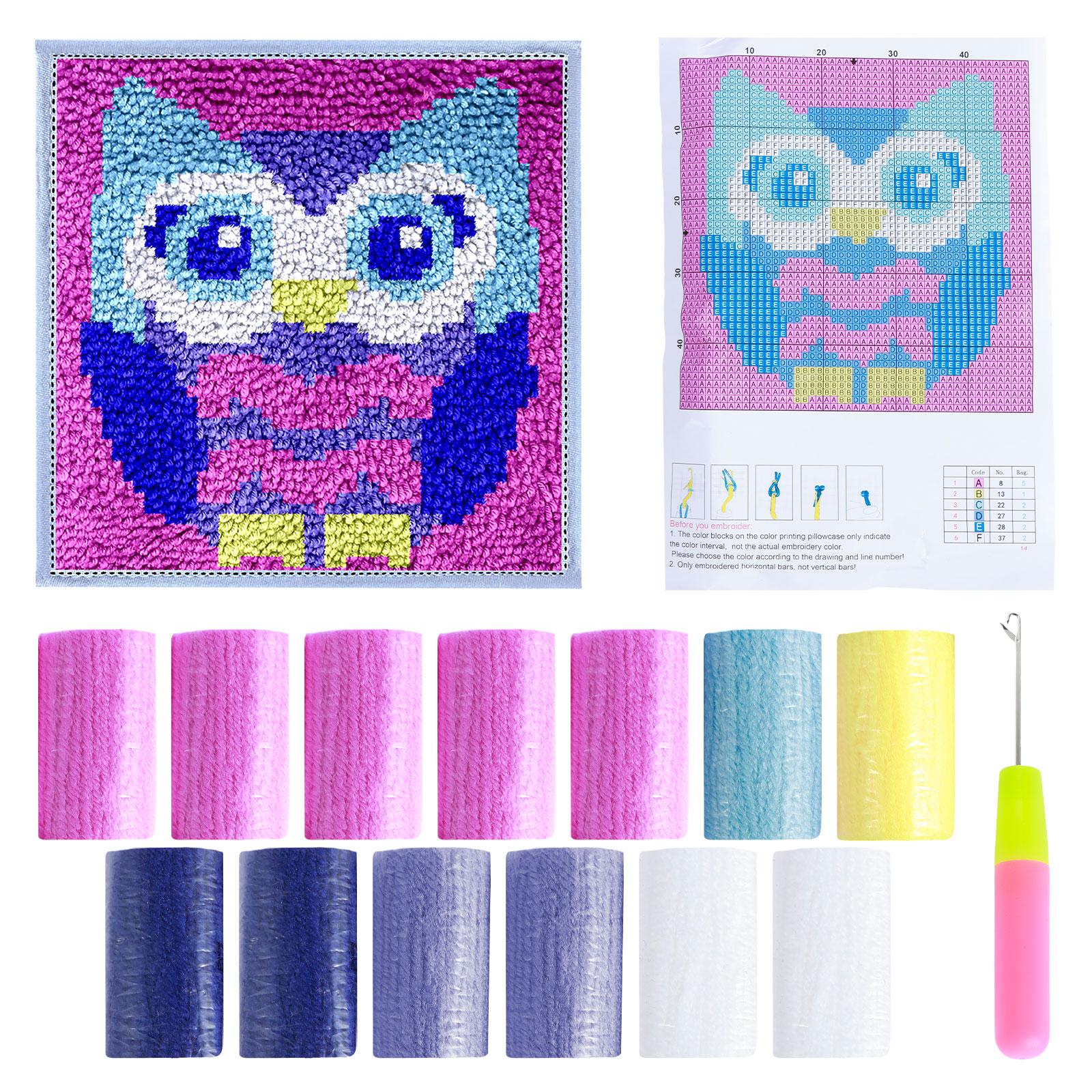 

Наборы для ковровой вышивки крючком DIY, набор для шитья ковра с предварительно напечатанным рисунком, милая лиса/панда/сова, рукоделие крючком, декоративный гобелен DIY