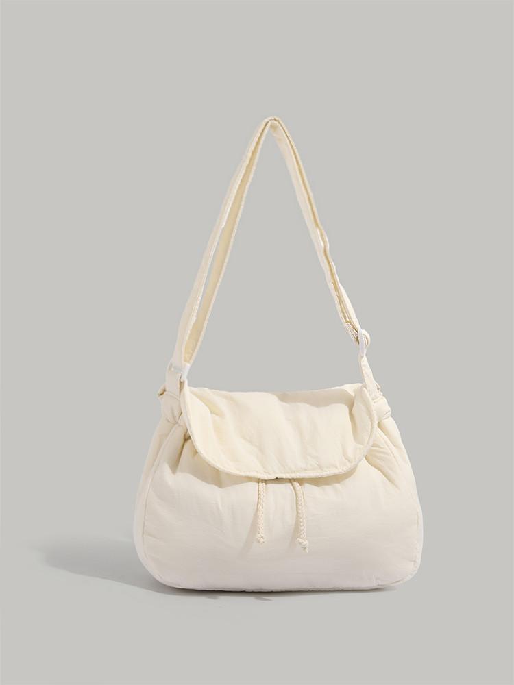 

Winter Student Versatile Drawstring Canvas Literary One Shoulder Oblique Span Bag 2025 New Soft Large Capacity Cloud Bag белый