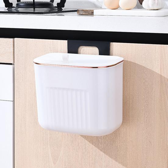 Strong Load-bearing Enlarge Caliber Hanging Trash Bin with Lid Punching Free Kitchen Large Capacity Wall Mounted Garbage Can Household Products