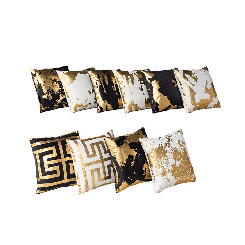 Velvet Soft Gold Throw Pillowcovers Foil Home Decorative Throw Cushion Cases 45X45 Cm For Sofa Car Couch Bedroom
