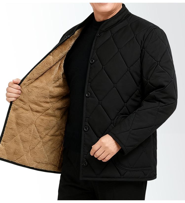 Men's Winter Cotton-Padded Jacket for Seniors - Fleece-Lined, Thickened, Warm, Ideal for Dad or Grandpa