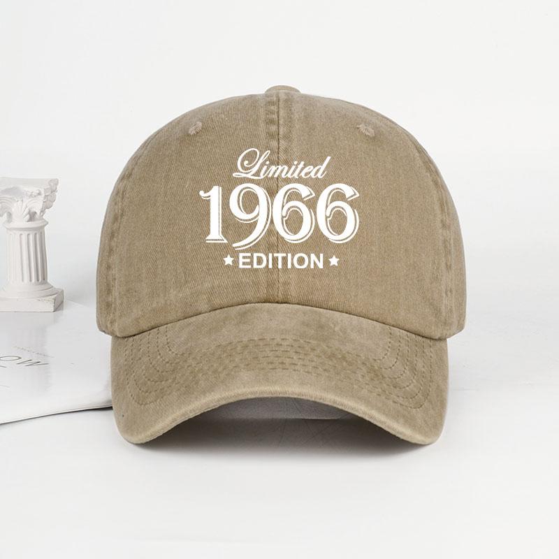 "Limited 1966 Edition" Print Washed Baseball Cap Adjustable Unisex Vintage Birthday Sun Hat
