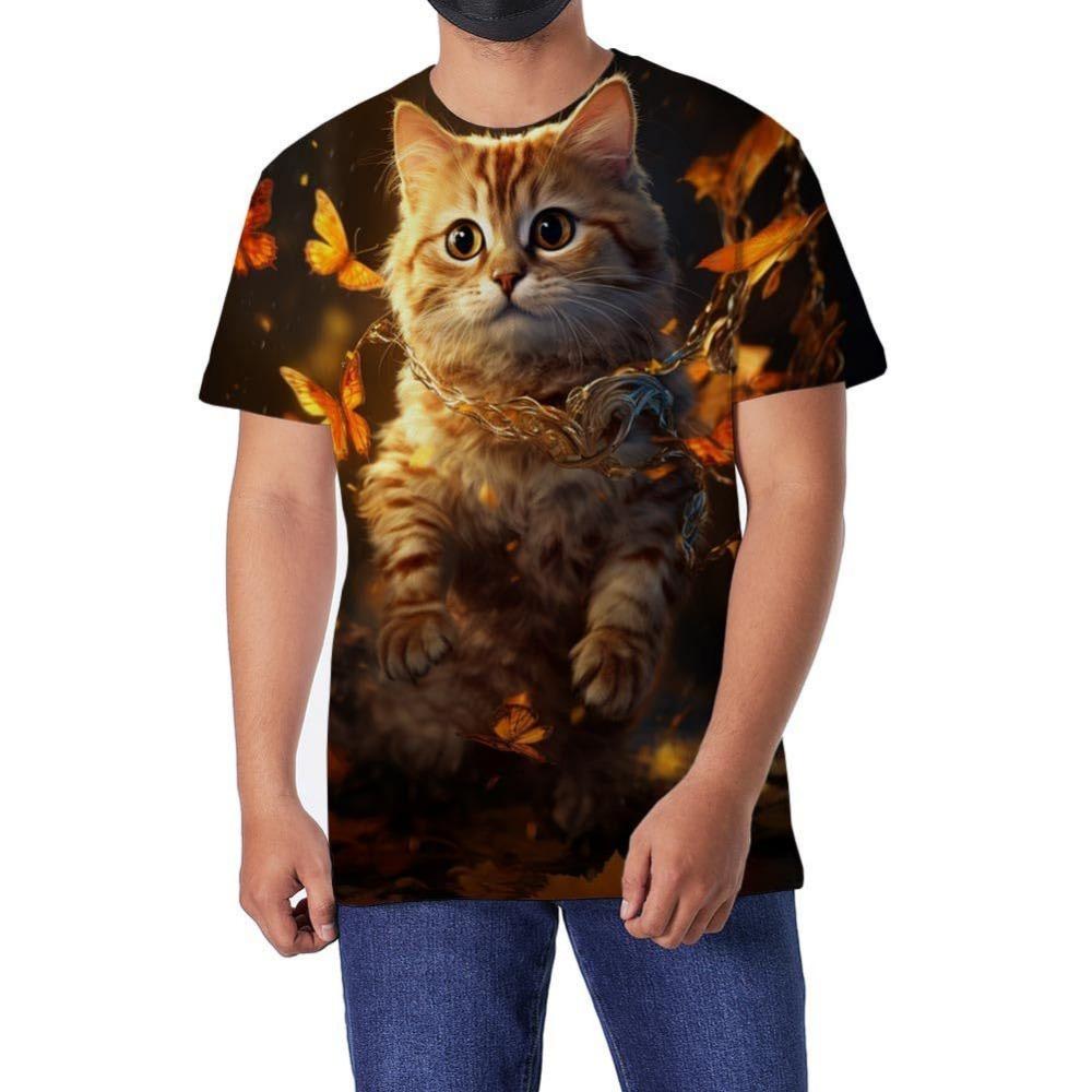 Fierce Animal Series 3D Digital Printed Men's Street Trendy Round Neck Short Sleeved T-shirt