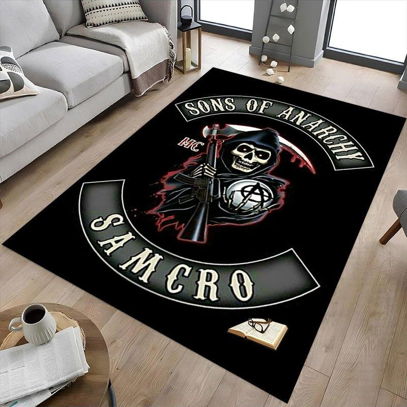 1pc Sons of Anarchy Themed Office Carpet Chair Mats - Durable Polyester Rug for Home Theater, Office, Dorm Room Decor - tA62