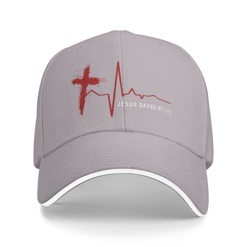 Jesus Cross Print Baseball Cap Jesus Saved My Life Retro Sandwich Baseball Caps Unisex Adjustable Snapback Hat