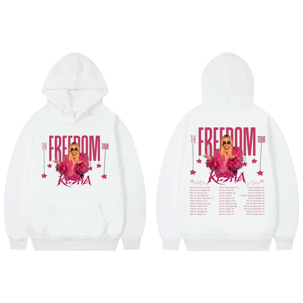 Singer Kesha The Freedom Tour 2026 Hoodie Unisex Clothing Fashion Aesthetic Pullovers Harajuku Y2k Style Hooded Sweatshirts
