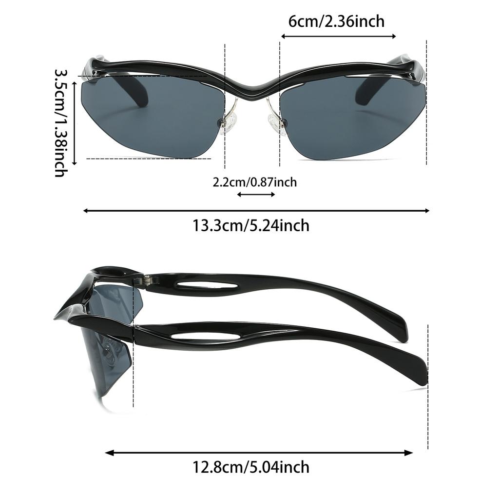 Y2k Semi-rimless Sunglasses Men New in Fashion Casual Shades Women Trendy Luxury Brand Design Outdoor Sun Glasses