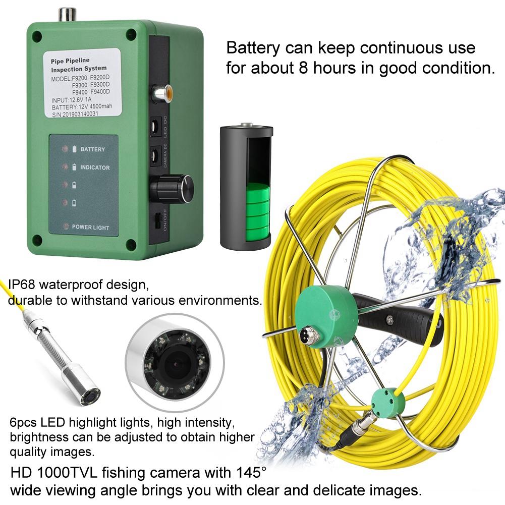 9 inch 1000 TVL Pipe Inspection Video Camera Underwater Drain Pipe Inspection