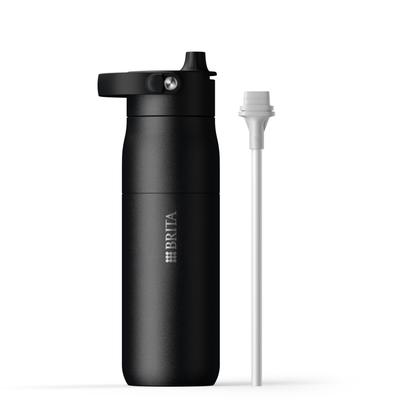 Brita 680ml Stainless Steel Water Insulation Cold with Handle and Dishwasher Lark Essential Black Bottle, Double-Walled (24-Hour Retention), Straw,