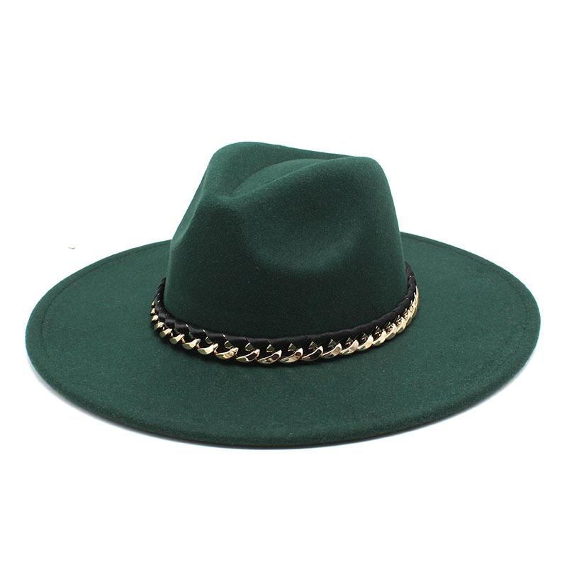 2022 Men'S And Women'S Chain Top Hat Flat Edge Straight Edge Peachheart Top Woolen Jazz Hat